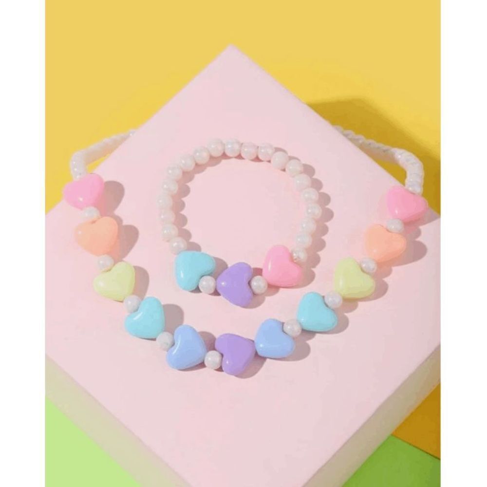 Girls Heart Stretch Bead Jewelry Set